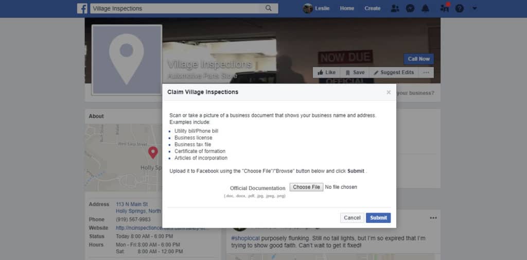 Verify Facebook Business Page with Documents